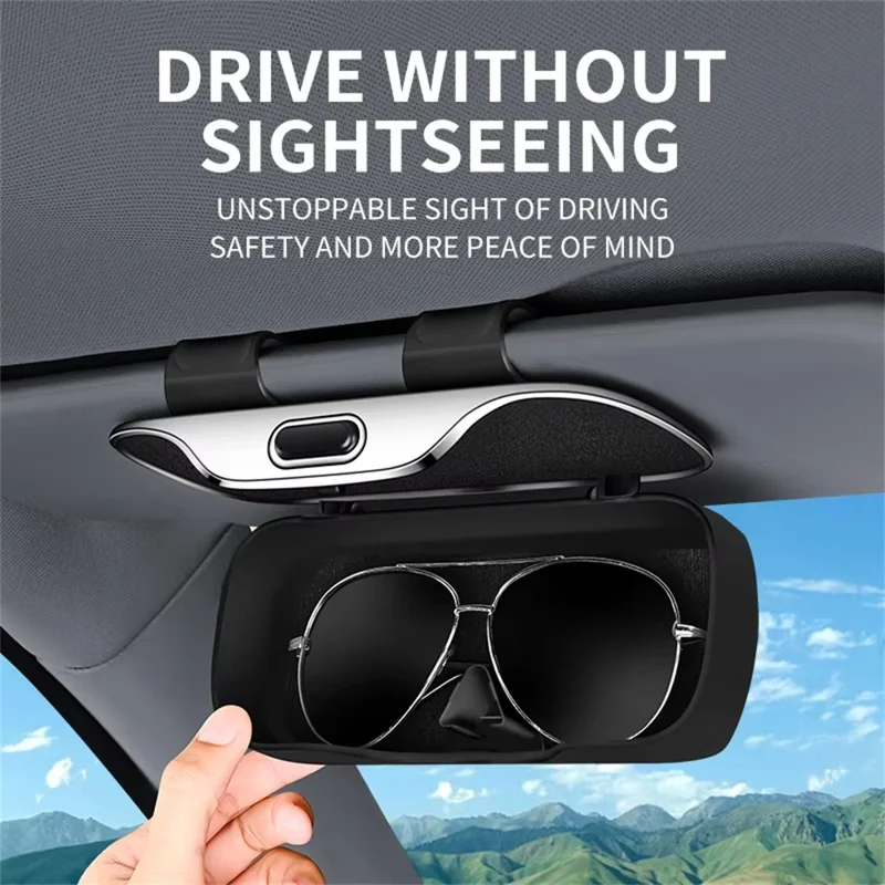Крепление-клипса для солнцезащитного козырька, органайзер для хранения очков, компактный держатель для очков в автомобиль - Черный