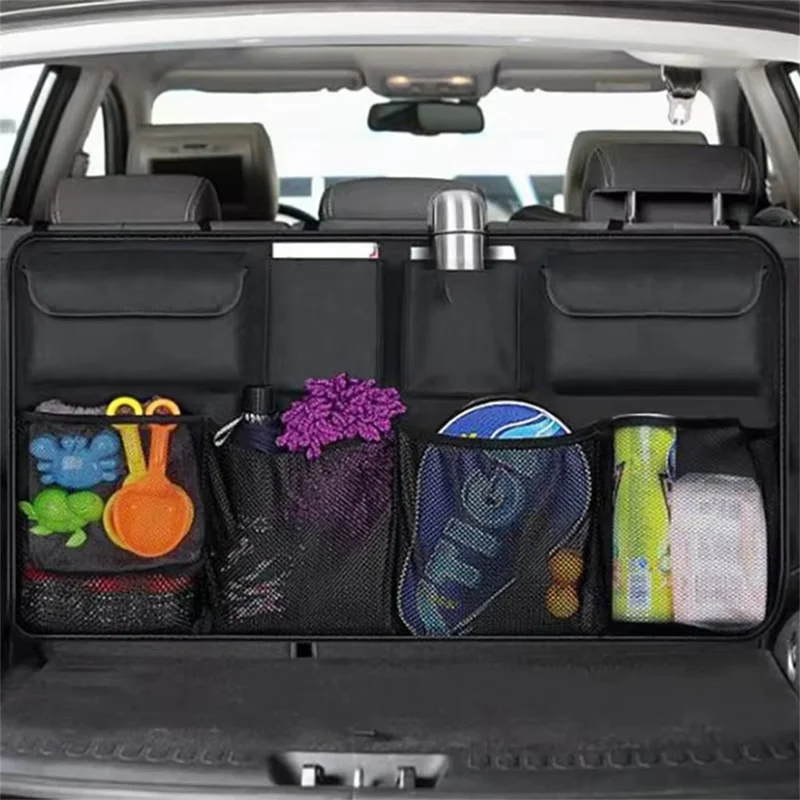 Bolsa de Almacenamiento para Maletero de Coche, Tela Oxford Impermeable, Organizador Colgante de Gran Capacidad para Reposacabezas y Asientos - Negro