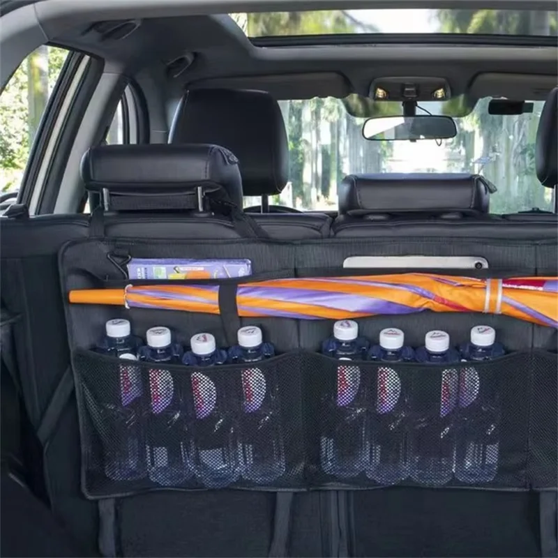 Bolsa de Almacenamiento para Maletero de Coche, Tela Oxford Impermeable, Organizador Colgante de Gran Capacidad para Reposacabezas y Asientos - Negro