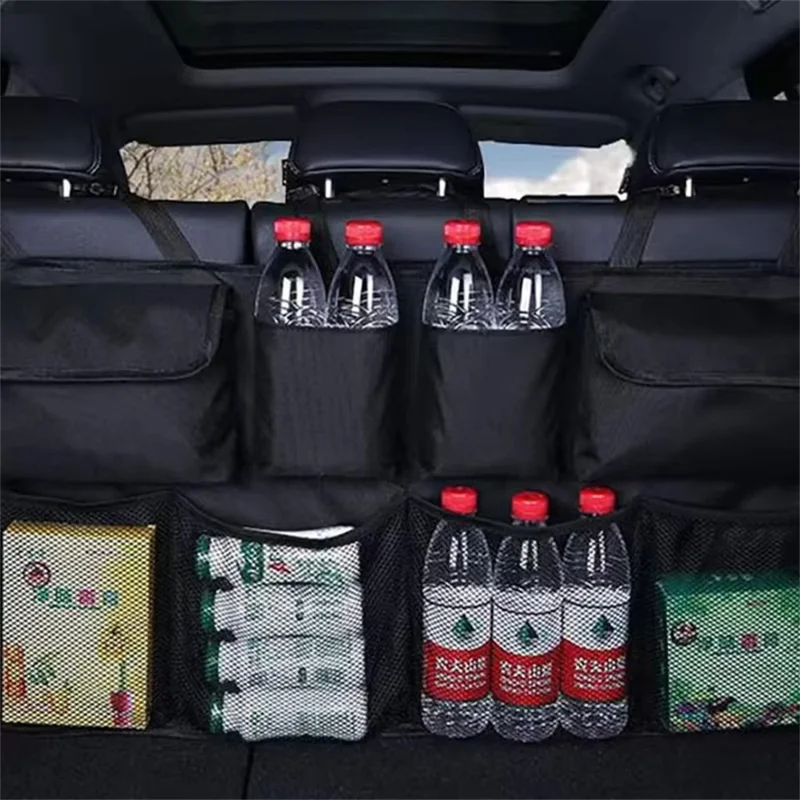 Bolsa de Almacenamiento para Maletero de Coche, Tela Oxford Impermeable, Organizador Colgante de Gran Capacidad para Reposacabezas y Asientos - Negro