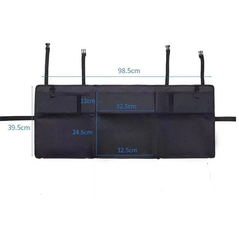 Bolsa de Almacenamiento para Maletero de Coche, Tela Oxford Impermeable, Organizador Colgante de Gran Capacidad para Reposacabezas y Asientos - Negro
