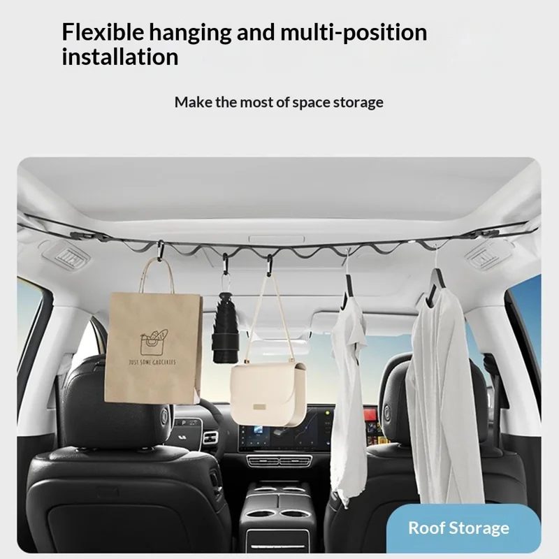 Car Interior Roof Clothesline 83-119cm Adjustable High Strength Nylon Vehicle Ceiling Hanging Strap for Travel Camping (without Hook)