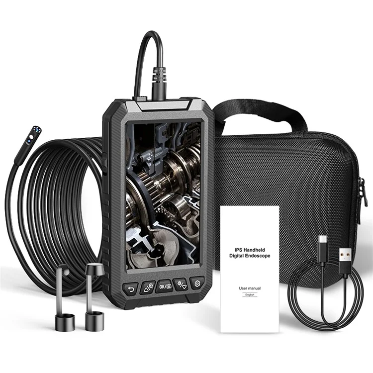 ANESOK ALS5003 5-inch IPS LCD Handheld Digital Endoscope Camera with Dual 8mm Lens IP67 Waterproof Borescope Scope Camera with 1m Hard Cable