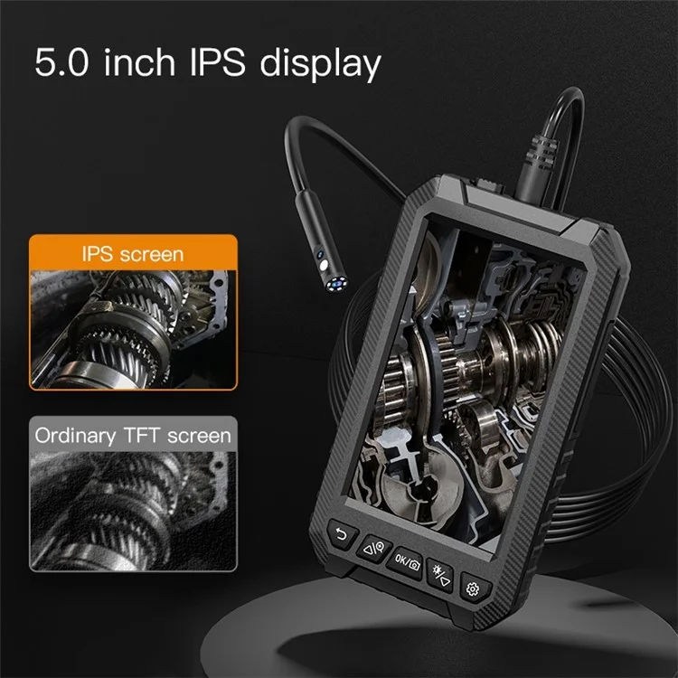ANESOK ALS5003 5-inch IPS LCD Handheld Digital Endoscope Camera with Dual 8mm Lens IP67 Waterproof Borescope Scope Camera with 1m Hard Cable