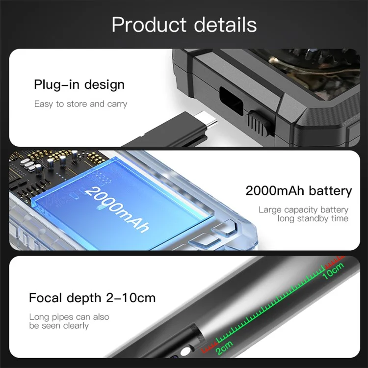 ANESOK ALS5003 5-inch IPS LCD Handheld Digital Endoscope Camera with Dual 8mm Lens IP67 Waterproof Borescope Scope Camera with 1m Hard Cable