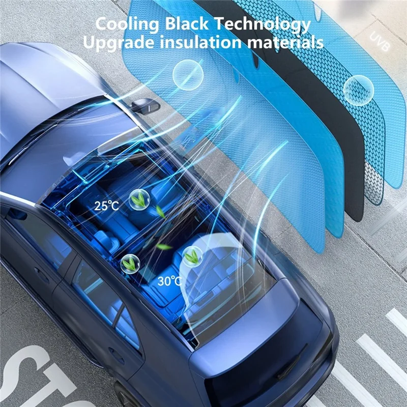 Parasol pare-brise pliable taille L argenté, protection UV, isolation thermique, pour véhicule universel