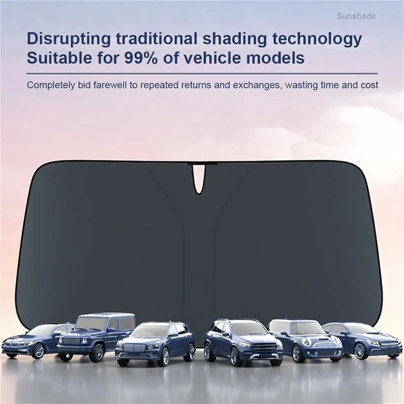 Size S Foldable Car Windshield Sunshade Silver Coating UV Protection Heat Insulation Sun Shade for Universal Vehicle