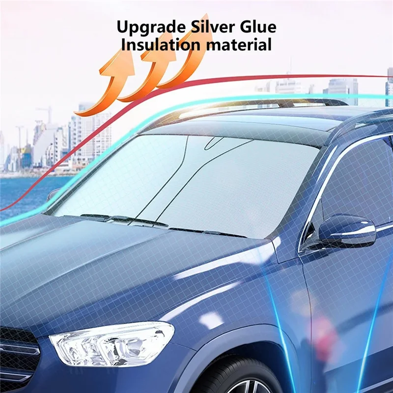 Size S Foldable Car Windshield Sunshade Silver Coating UV Protection Heat Insulation Sun Shade for Universal Vehicle
