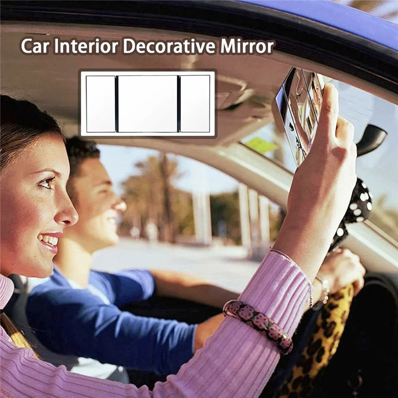 Car Sun Visor Mirror High Definition Clarity Tri-fold Makeup Mirror for Truck SUV Van RV