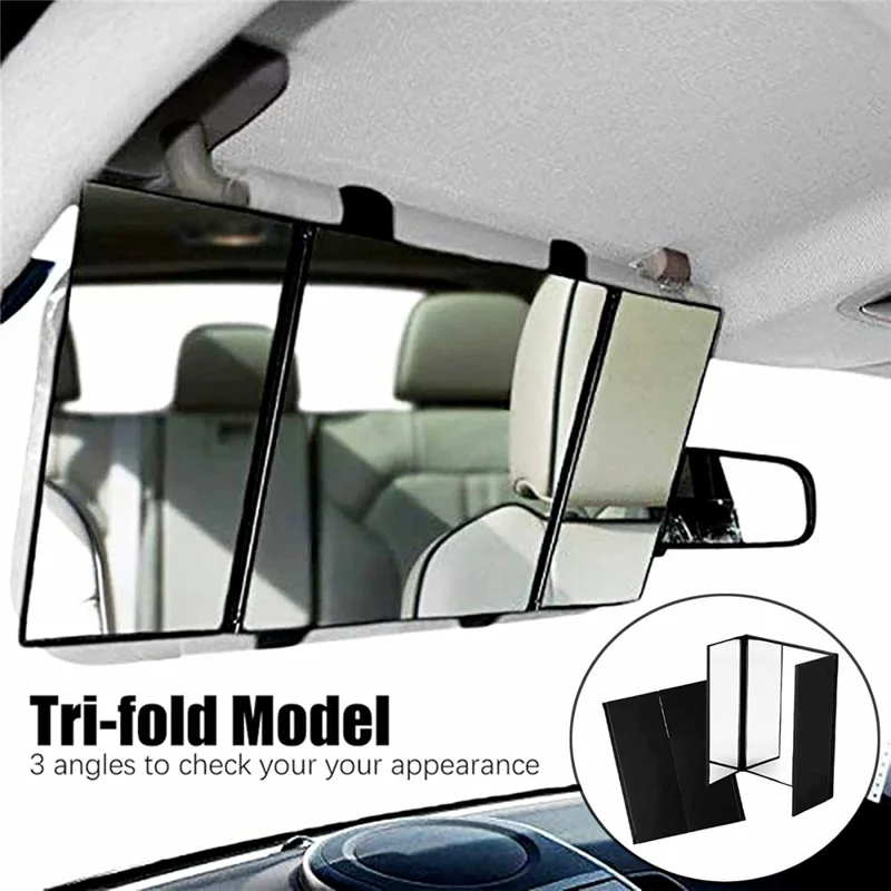 Car Sun Visor Mirror High Definition Clarity Tri-fold Makeup Mirror for Truck SUV Van RV