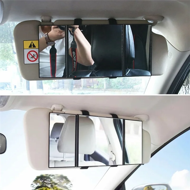 Car Sun Visor Mirror High Definition Clarity Tri-fold Makeup Mirror for Truck SUV Van RV