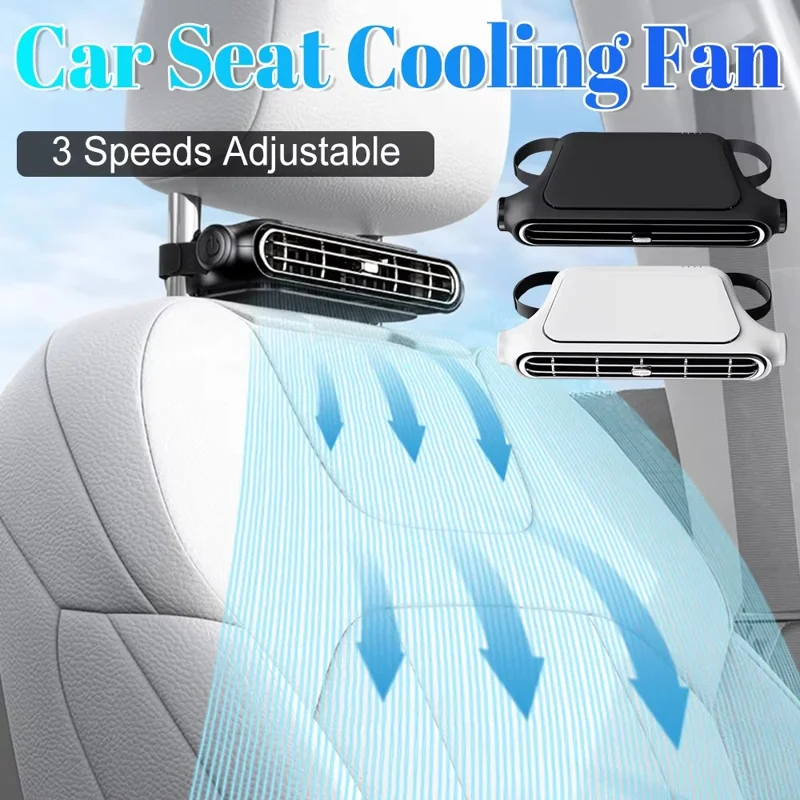 KLX05 Dual Turbine Portable Car Seat Cooling Fan 3-Speed Adjustable Rear Backrest Fan - Black