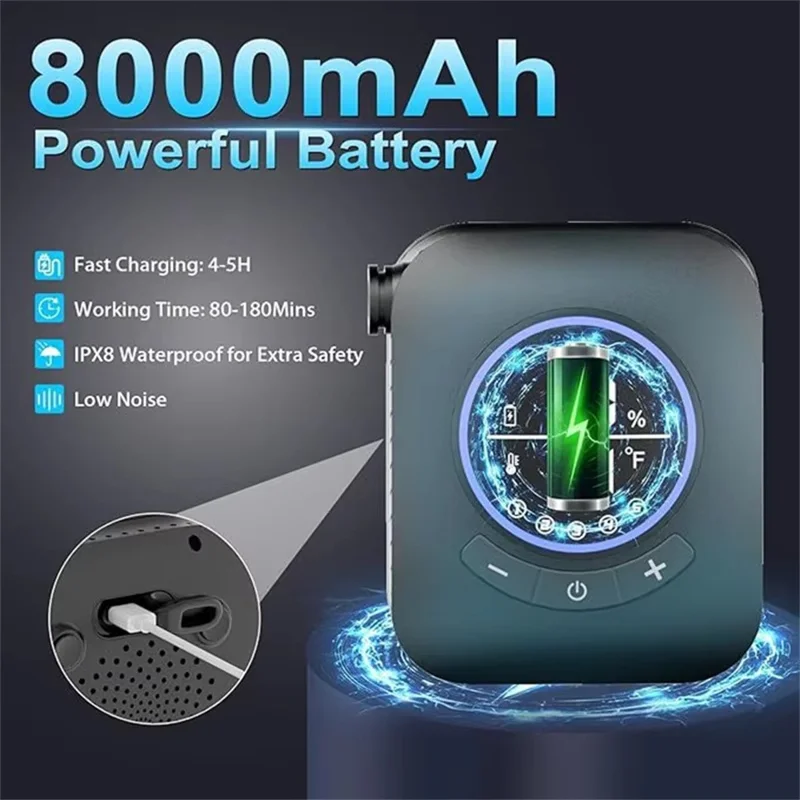 Smart LCD Display Portable Shower Built-in 8000mAh Battery IPX8 Waterproof 5 Speeds Camping Bathing Set