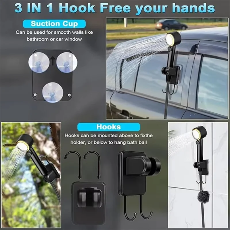 Smart LCD Display Portable Shower Built-in 8000mAh Battery IPX8 Waterproof 5 Speeds Camping Bathing Set