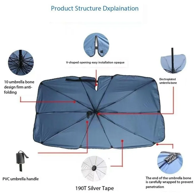 Car Windshield Sunshade Umbrella Foldable UV Protection Heat Insulation Sun Visor Cover for Front Window