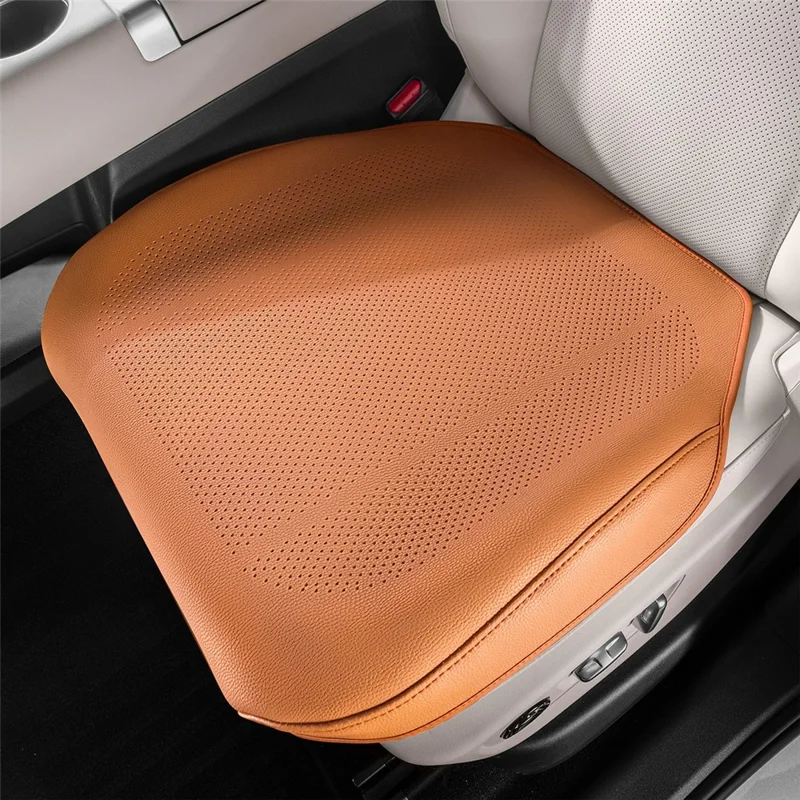 Ventilated Car Seat Cushion Summer Breathable Car Seat Pad PU Leather Car Seat Cover - Orange