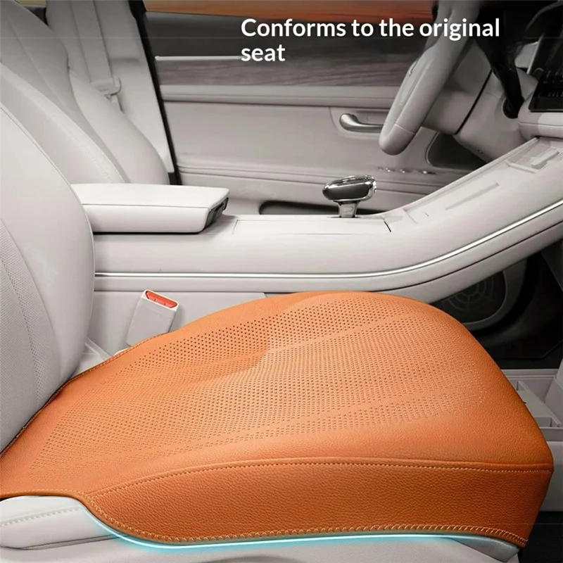 Ventilated Car Seat Cushion Summer Breathable Car Seat Pad PU Leather Car Seat Cover - Orange