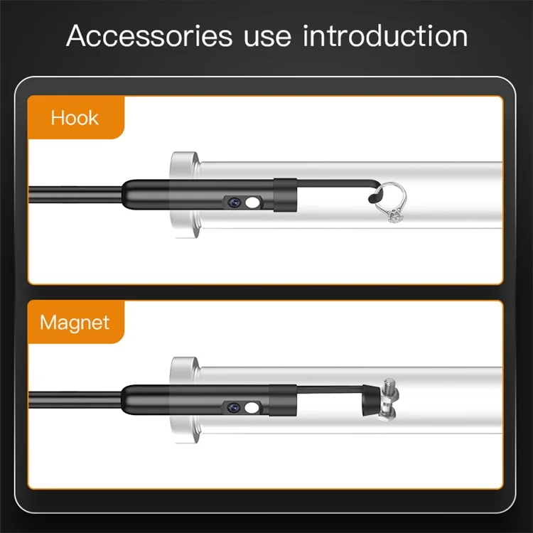 ANESOK ALS5003 5-inch IPS LCD Handheld Digital Endoscope with Dual 8mm Lens / 5m Hard Cable IP67 Waterproof Borescope Scope Camera