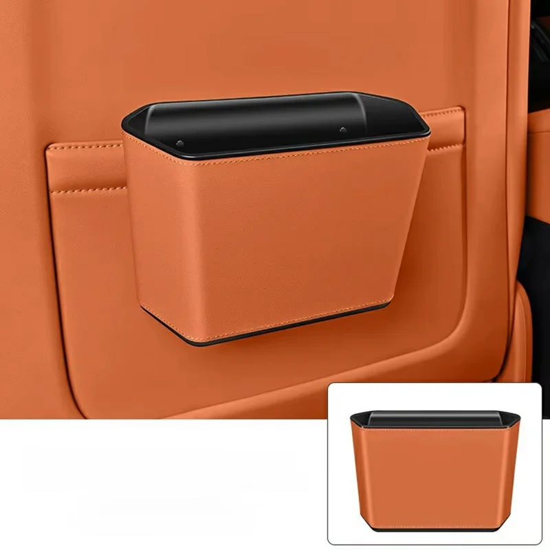 Cubo de basura colgante para coche de gran capacidad, caja de almacenamiento multifunción, organizador trasero del asiento - Naranja