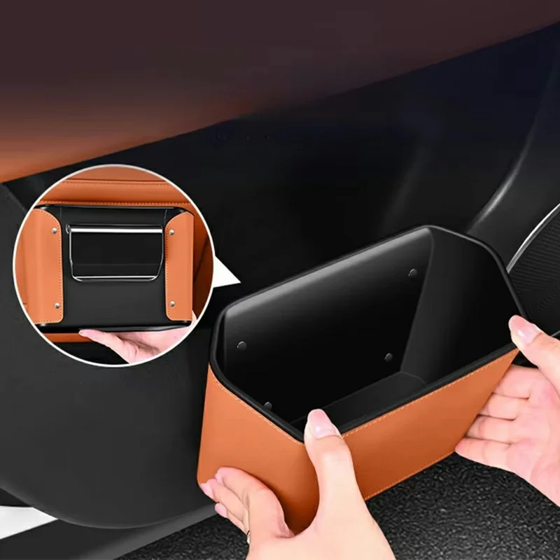 Cubo de basura colgante para coche de gran capacidad, caja de almacenamiento multifunción, organizador trasero del asiento - Naranja