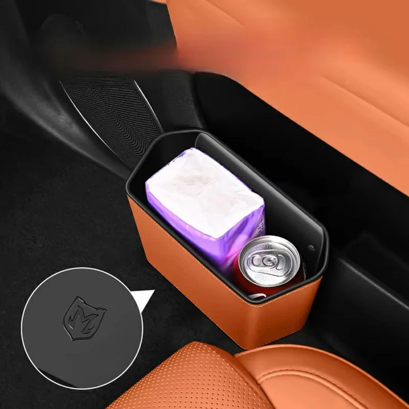 Cubo de basura colgante para coche de gran capacidad, caja de almacenamiento multifunción, organizador trasero del asiento - Naranja