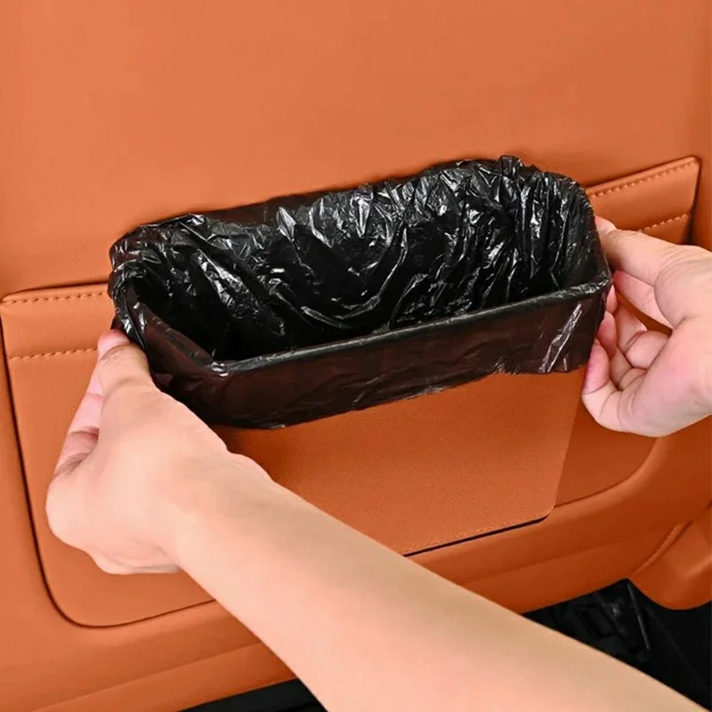 Cubo de basura colgante para coche de gran capacidad, caja de almacenamiento multifunción, organizador trasero del asiento - Naranja