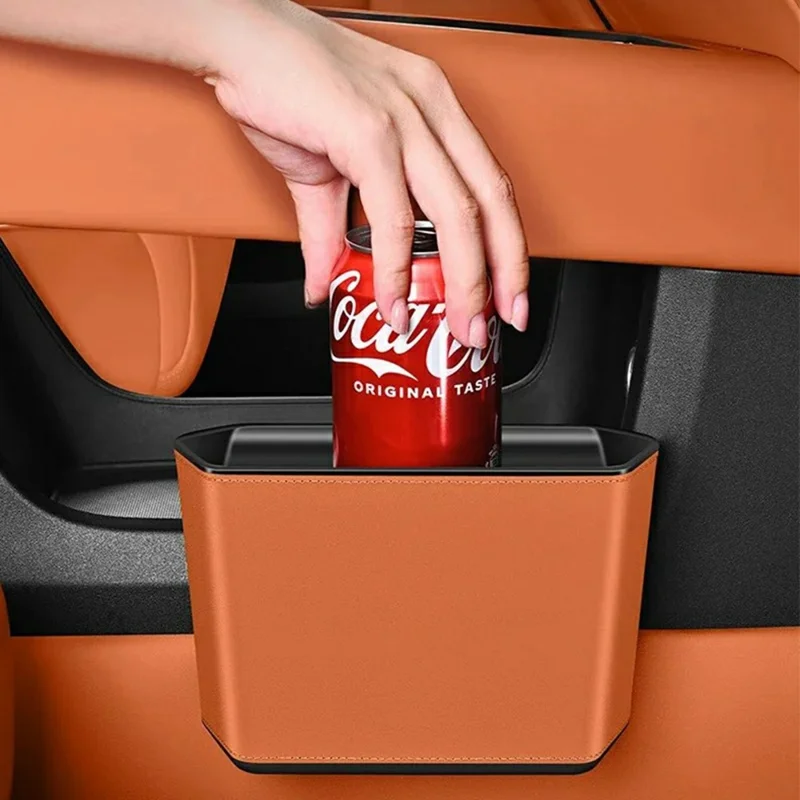 Cubo de basura colgante para coche de gran capacidad, caja de almacenamiento multifunción, organizador trasero del asiento - Naranja