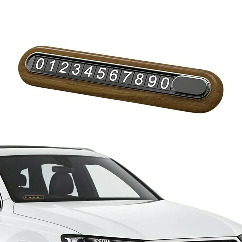 Walnut Wood Car Parking Sign Privacy Protection Hidden Temporary Car Parking Phone Number Card