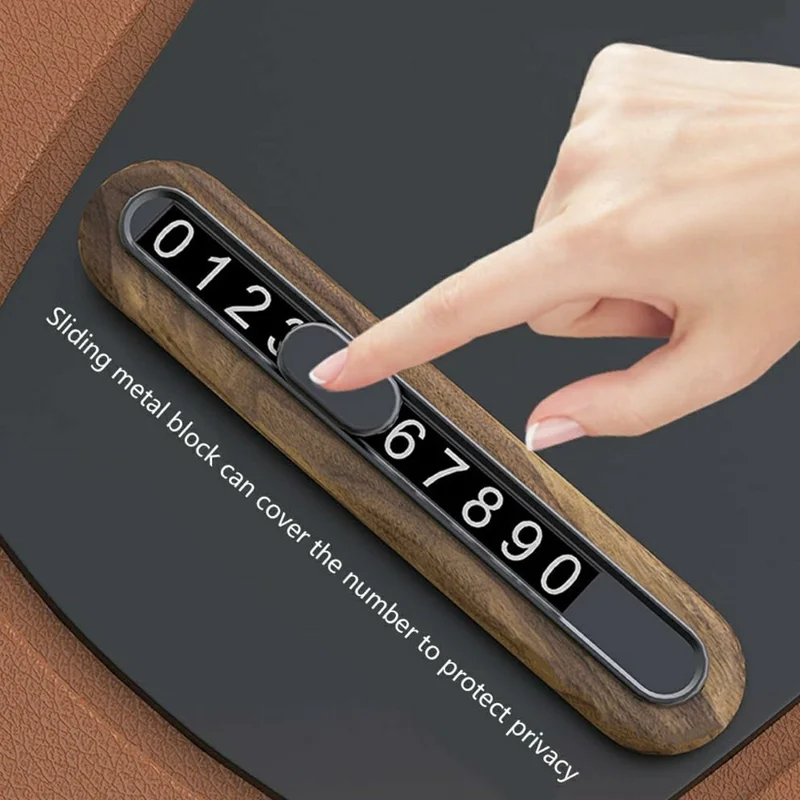 Walnut Wood Car Parking Sign Privacy Protection Hidden Temporary Car Parking Phone Number Card