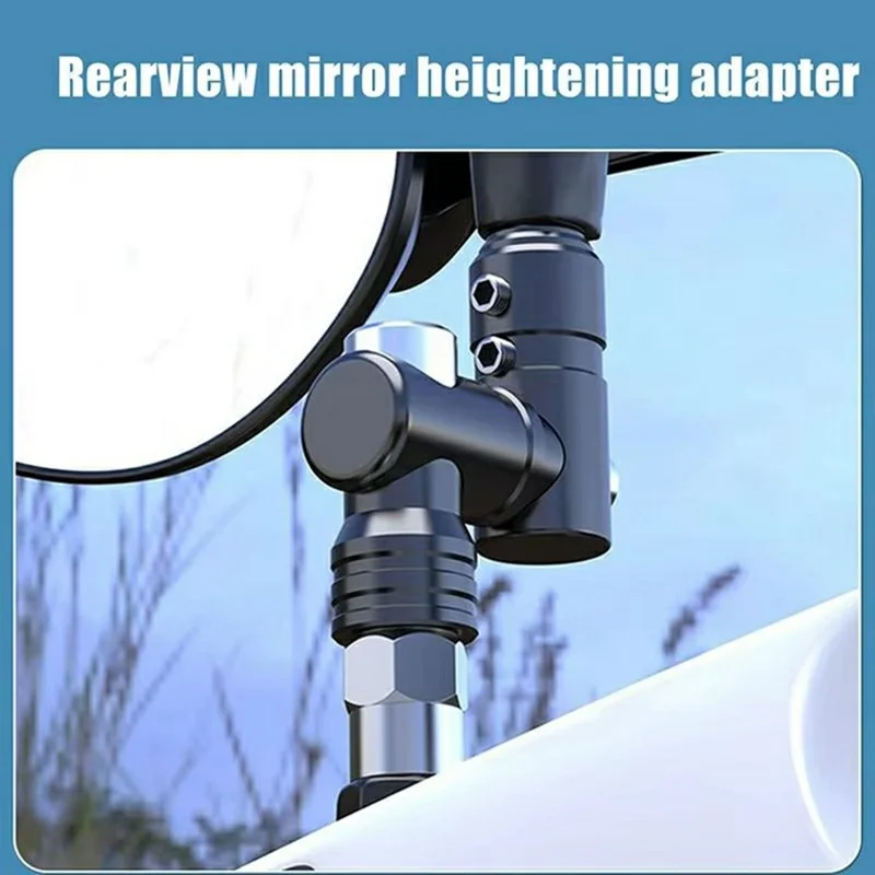 Motorrad-Lenker-Spiegelverlängerung aus Aluminiumlegierung M10 verstellbarer Rückspiegelhalter für Fahrräder, E-Roller – Schwarz