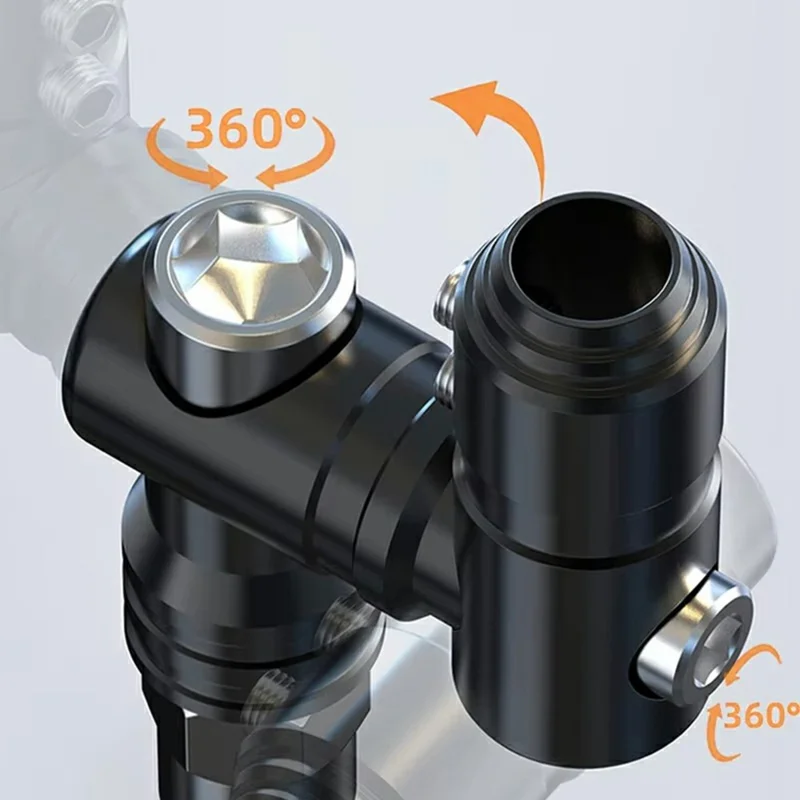 Motorrad-Lenker-Spiegelverlängerung aus Aluminiumlegierung M10 verstellbarer Rückspiegelhalter für Fahrräder, E-Roller – Schwarz