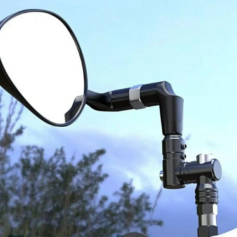 Motorrad-Lenker-Spiegelverlängerung aus Aluminiumlegierung M10 verstellbarer Rückspiegelhalter für Fahrräder, E-Roller – Schwarz