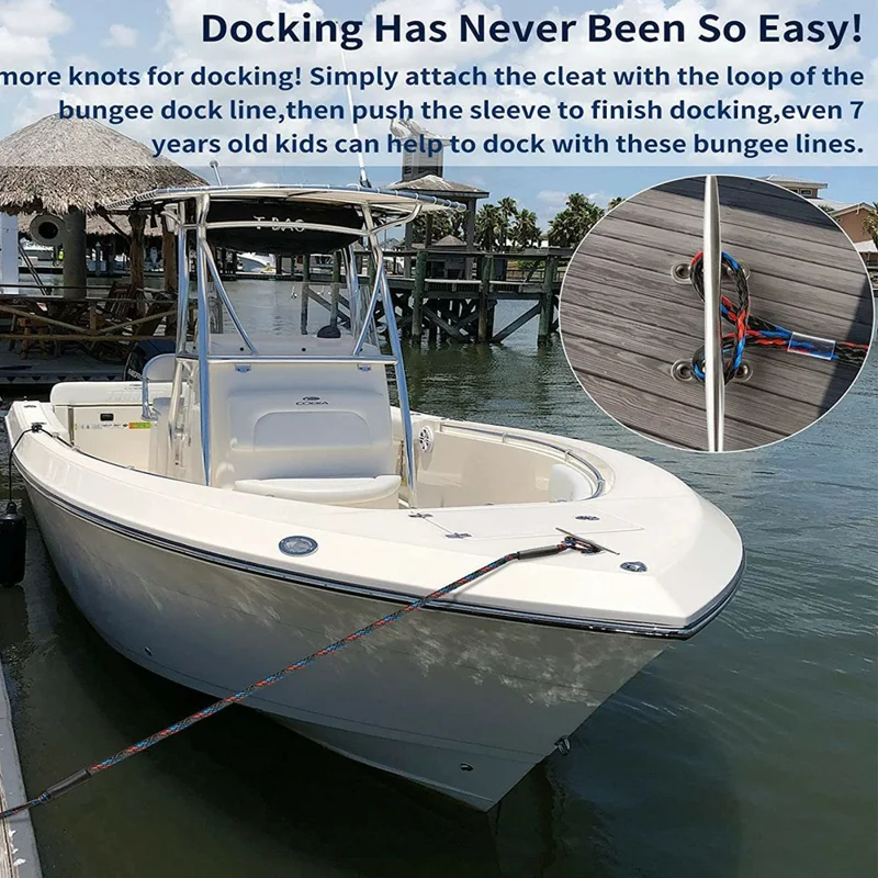 Cuerda de amarre elástica de 1,2-1,7 m con flotador de espuma para barco y yate