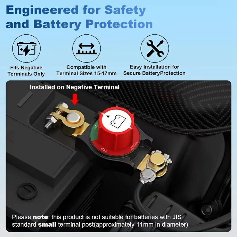 12V / 24V Batterietrennschalter, oberer Anschluss, Negativpol, Hauptschalter für Auto, LKW, Wohnmobil, Boot