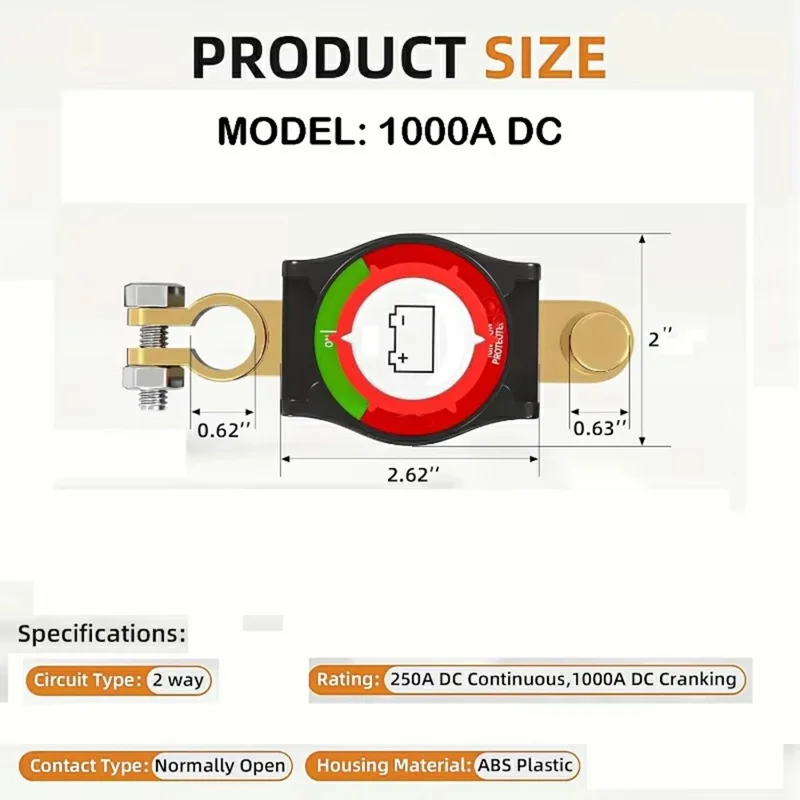 12V / 24V Batterietrennschalter, oberer Anschluss, Negativpol, Hauptschalter für Auto, LKW, Wohnmobil, Boot