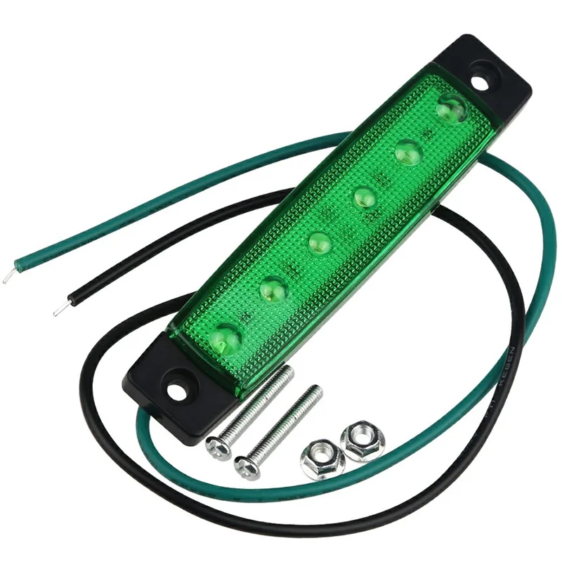 6-LED Side Marker Light Waterproof 12V / 24V Trailer Side Light for Truck / RV / Camper / Caravan - Green