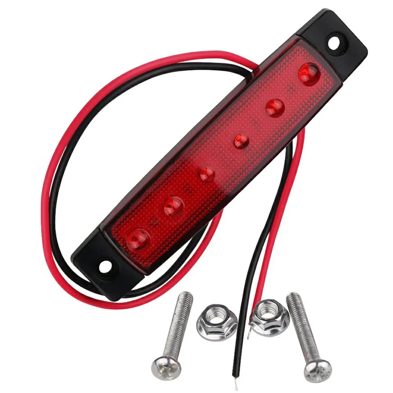 6-LED Side Marker Light Waterproof 12V / 24V Trailer Side Light for Truck / RV / Camper / Caravan - Red
