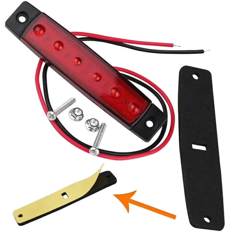 6-LED Side Marker Light Waterproof 12V / 24V Trailer Side Light for Truck / RV / Camper / Caravan - Red