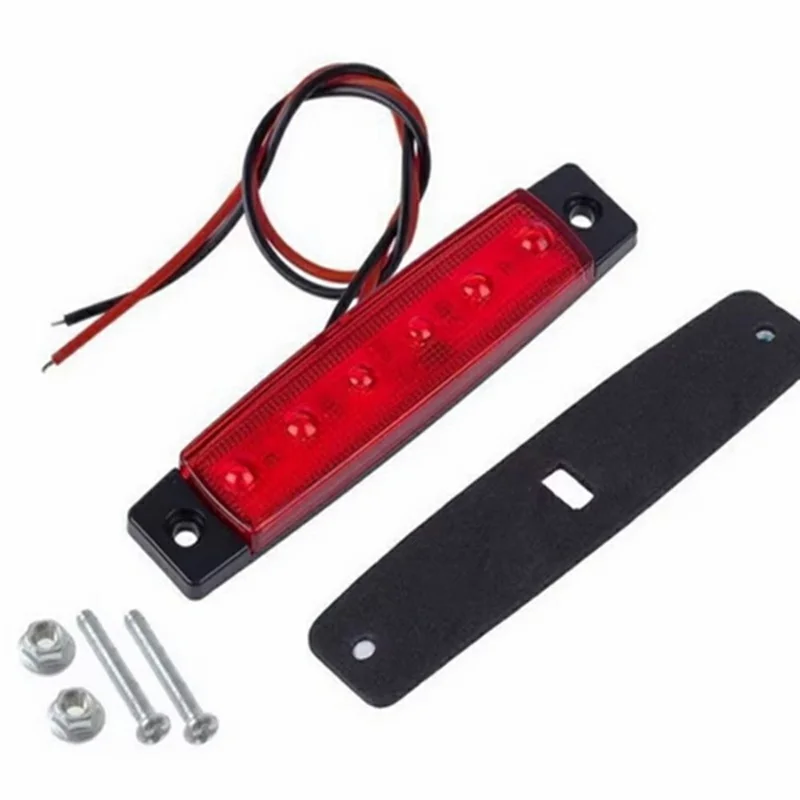 6-LED Side Marker Light Waterproof 12V / 24V Trailer Side Light for Truck / RV / Camper / Caravan - Red