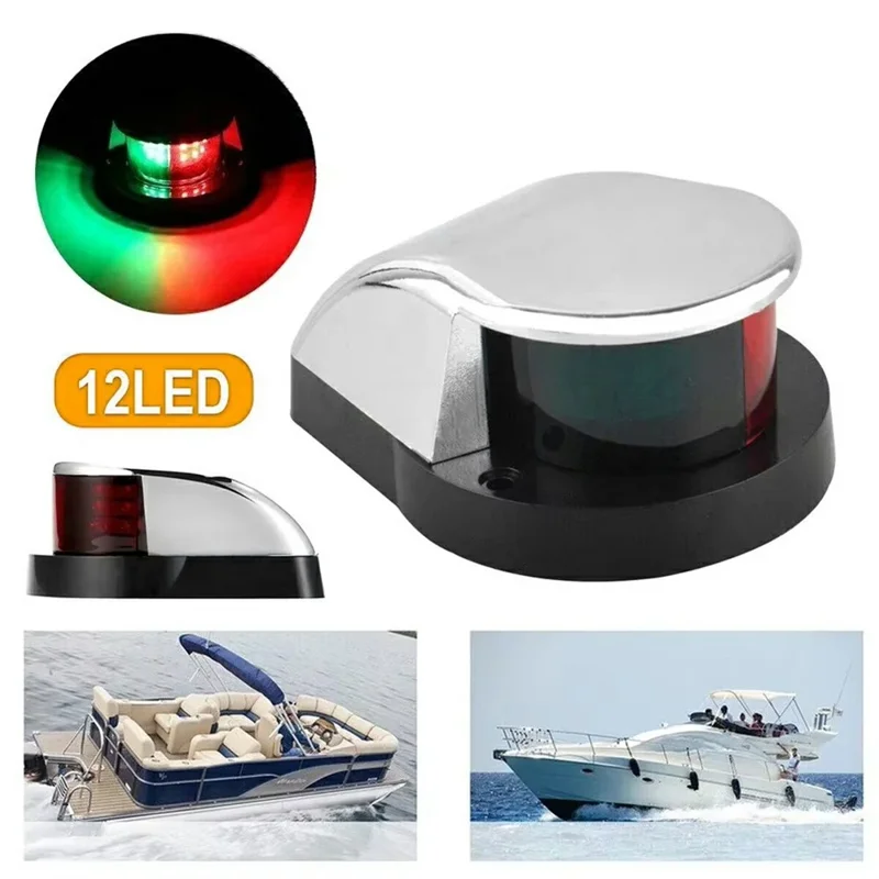 12-LED Marine Navigation Light Boat Signal Light IP67 Waterproof Red Green Bow Light for Yacht Sailing