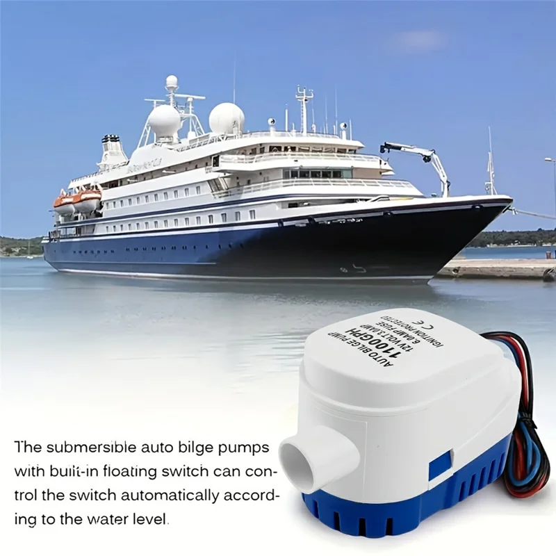 Bomba de sentina 12 V 1100 GPH, bomba de agua sumergible con interruptor flotador automático para barcos, embarcaciones marinas y autocaravanas
