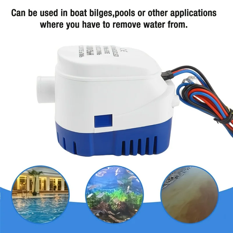 Bomba de sentina 12 V 1100 GPH, bomba de agua sumergible con interruptor flotador automático para barcos, embarcaciones marinas y autocaravanas