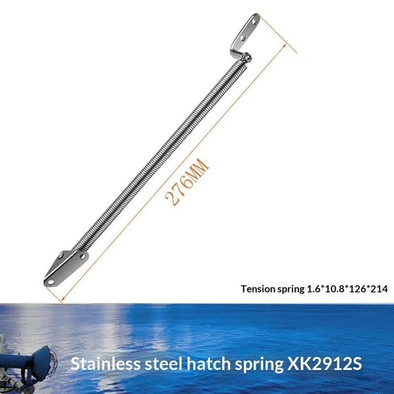 2912S Soutien à Ressort de Trappe en Acier Inoxydable Bateau Yacht Accessoires Ouvre-Porte Fenêtre - Argent