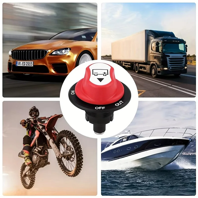 50A Battery Disconnect Switch Marine Yacht Car Black Rotary Power Cut Off Switch for Boat RV Truck Motorcycle