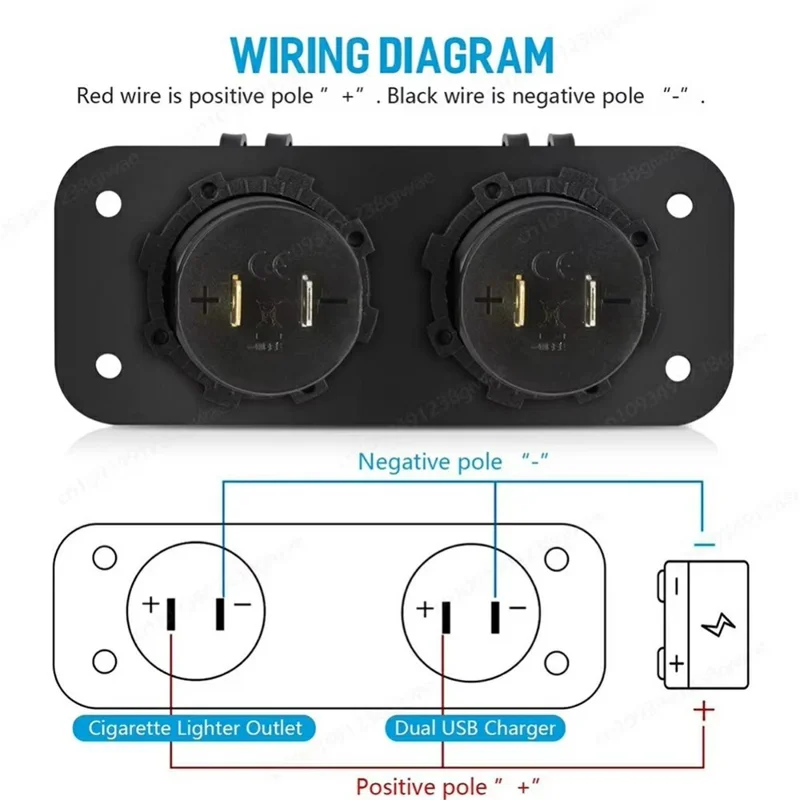 12V USB Car Cigarette Lighter Socket Dual QC3.0 Fast Charging Splitter Charging Adapter for Car Boat RV - Blue