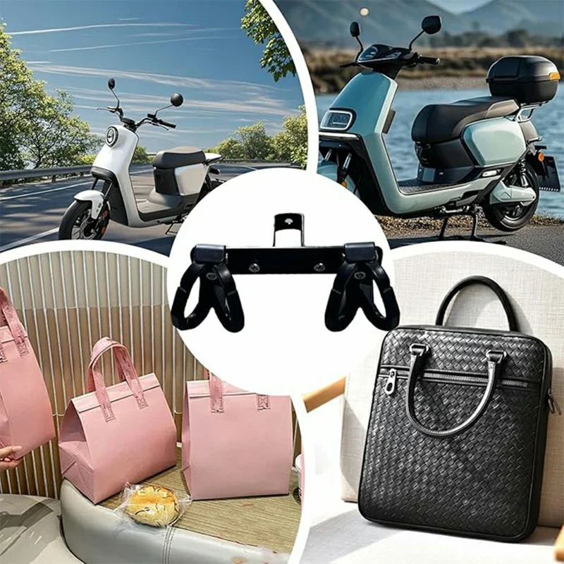 Doppelhaken Anti-Drop Elektroroller Haken Kunststoff Motorradhalterung für Flasche Tasche Regenschirm - Schwarz