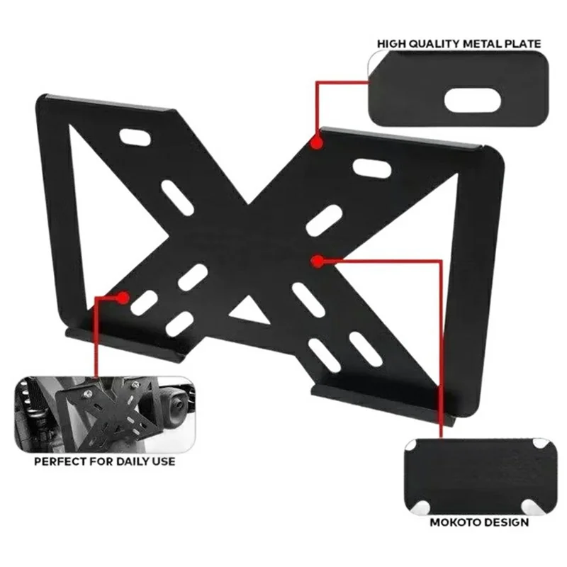 Hollow X Shape Aluminum Alloy Motorcycle License Plate Frame with 3mm Transparent Acrylic Cover - Black