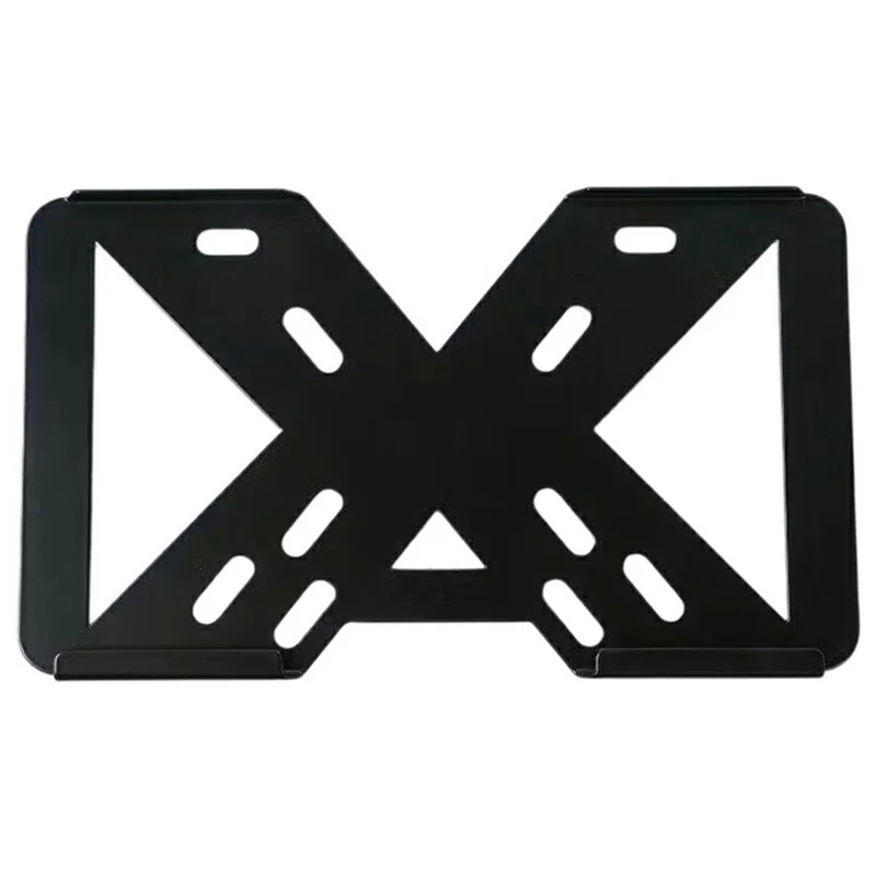 Hollow X Shape Aluminum Alloy Motorcycle License Plate Frame with 3mm Transparent Acrylic Cover - Black