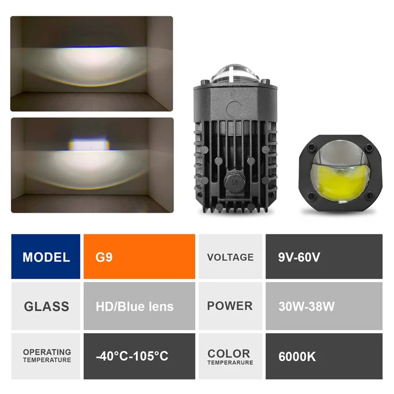 12V-48V Motorcycle LED Spotlight 6000LM IP65 45W Dual Beam Matrix Projector Motorcycle White Light