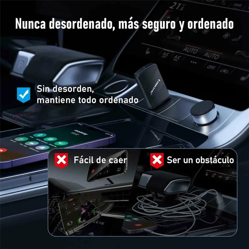 LEMORELE P90 Wireless CarPlay Adapter Plug and Play 2 in 1 Android Auto Converter with USB-C Adapter